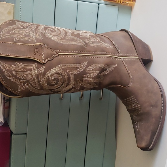 Durango Stitched Pattern Western Pointed Toe Boots 6M - Picture 12 of 15